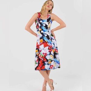 Art Simply by Dolcezza Multicolor Sleeveless Midi Dress Small Art To Wear Spring